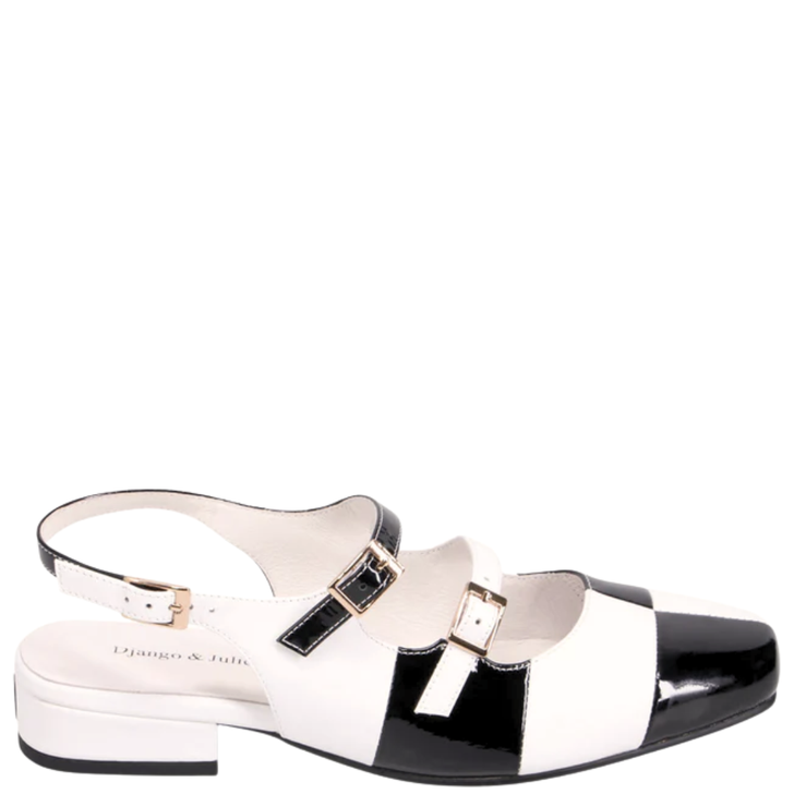Django & Juliette Brynns Slingback Shoes Black & White Patent