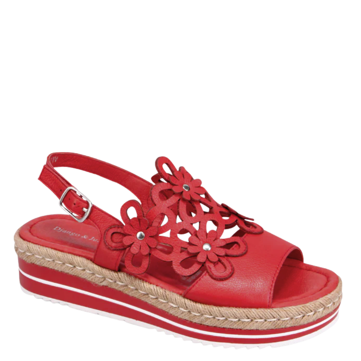 Django & Juliette Aldo Floral Cut-Out Wedges Red