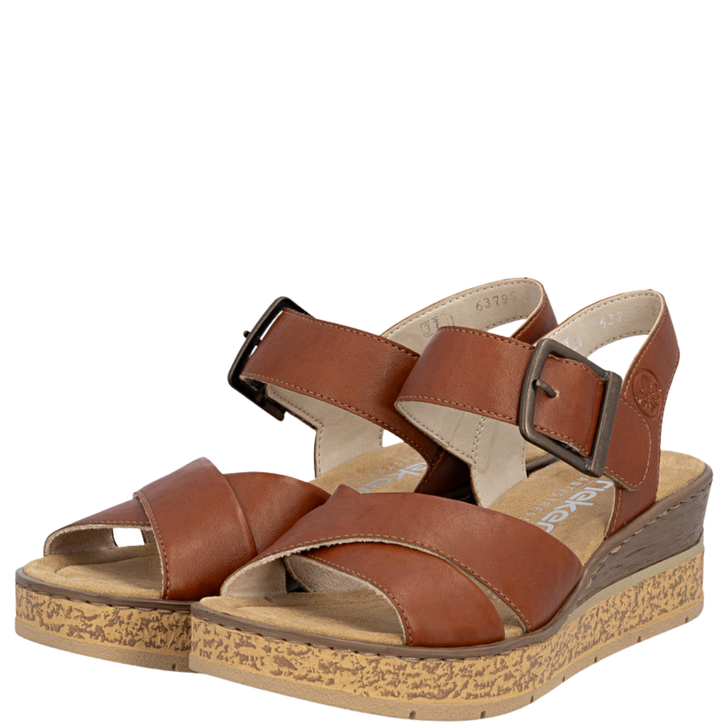 Rieker Rose Strappy Wedges Tan