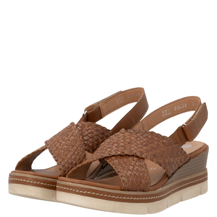 Remonte Jerilyn Woven Strappy Wedges Tan