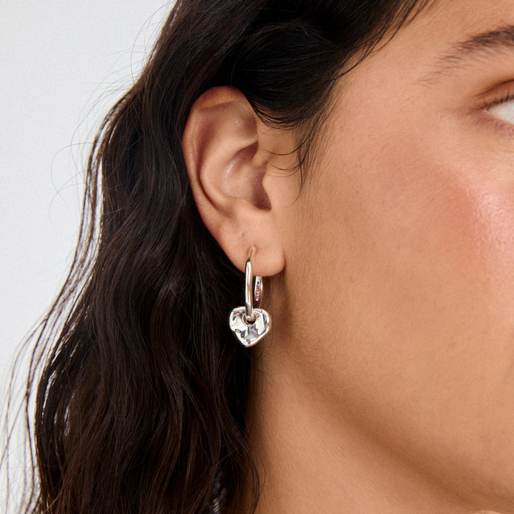 Pilgrim Nova Abstract Heart Hoops Silver Plated