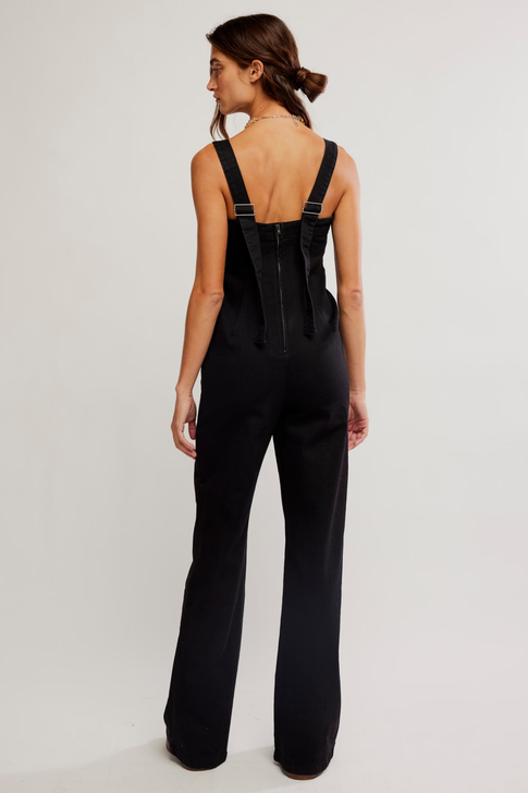 Free People Suns Out Bootcut Jumpsuit Black Knight