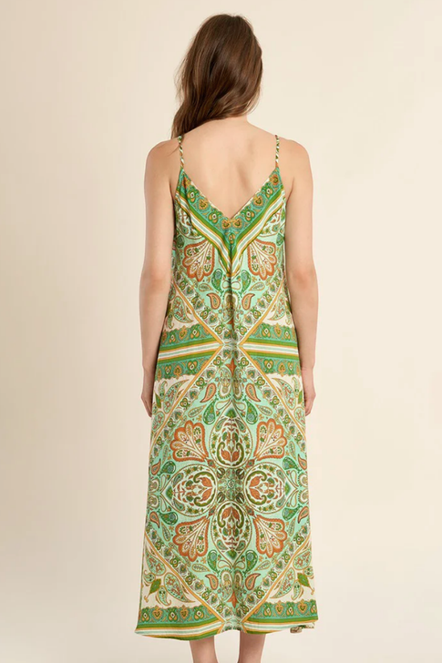 Molly Bracken Long Dress Green Ines Paisley