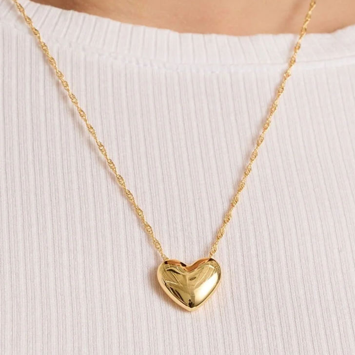 Pura Vida Puffy Heart Necklace Gold