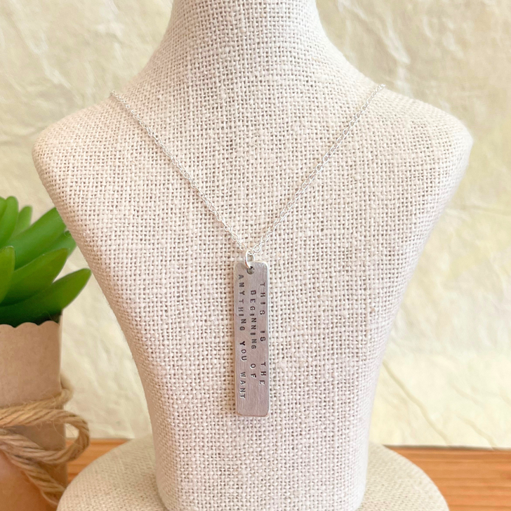 Andrea Waines Bookmark Necklace This Is The Beginning of Anything You Want