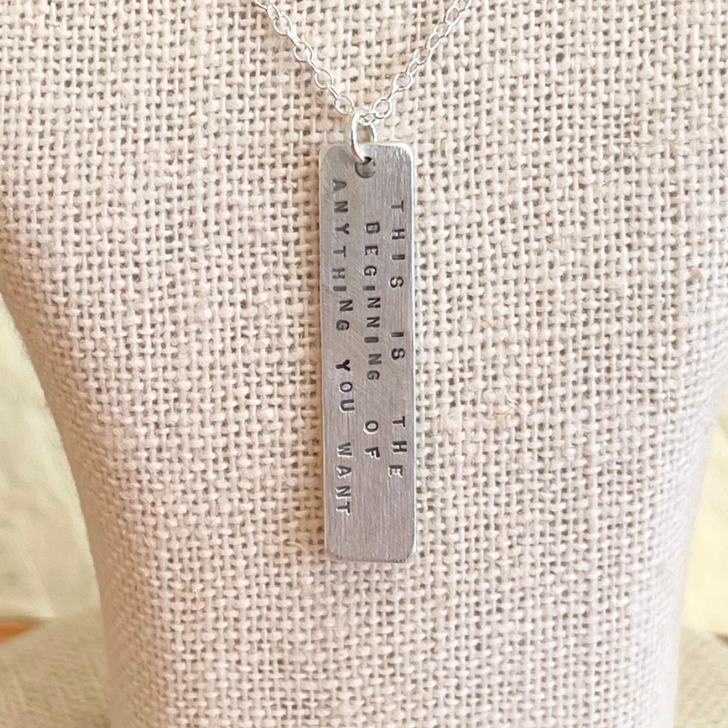Andrea Waines Bookmark Necklace This Is The Beginning of Anything You Want