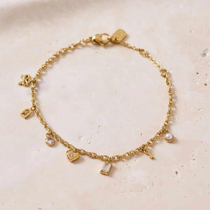 Pura Vida Love Charms Chain Bracelet Gold