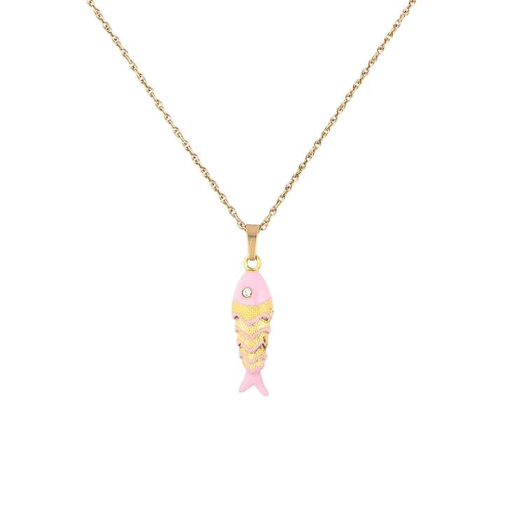 Pura Vida Koi Pendant Necklace Pink/Gold