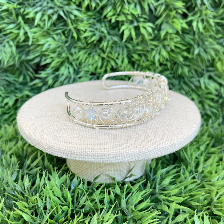 White Lotus Small Woven Cuff White