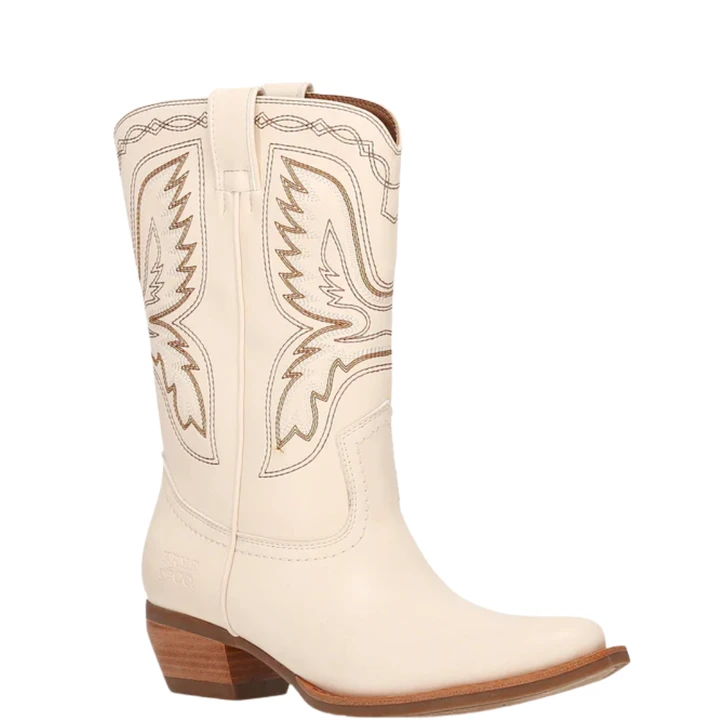 Frye & Co Irlene Short Deco Stitch Off White