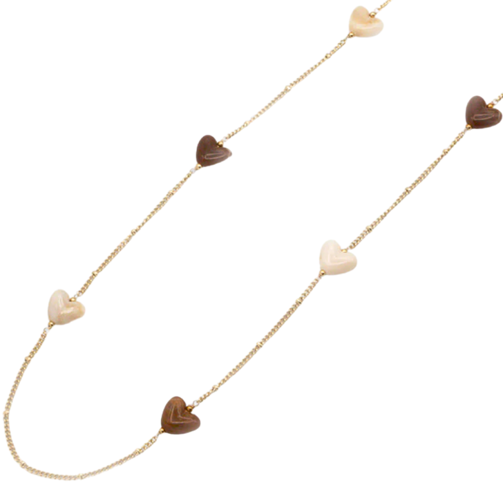 Caracol Two Tone Heart Stainless Steel Necklace Gold