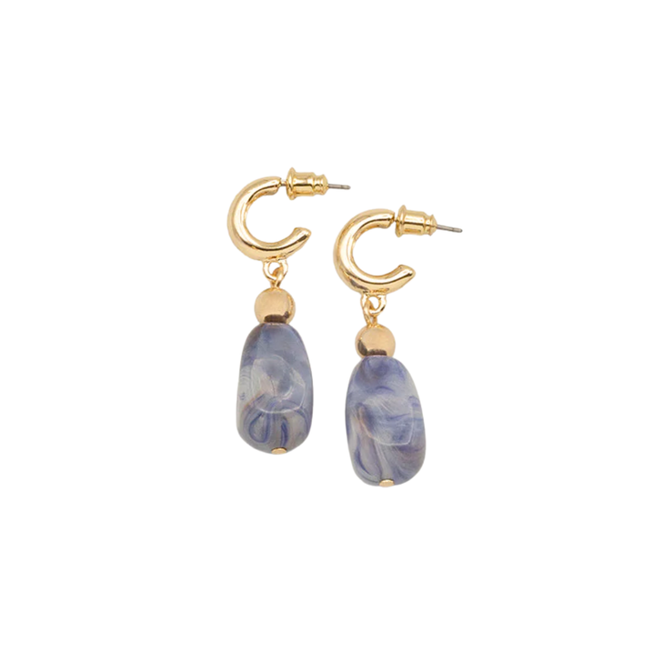 Caracol Acrylic Drop Hoops Blue