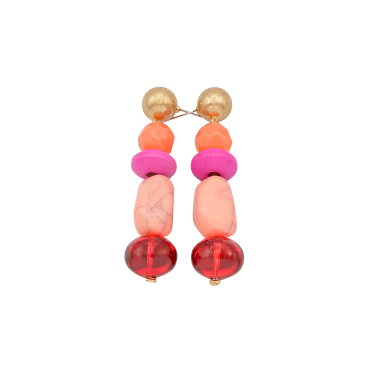 Caracol Glass & Epoxy Bead Earrings Fuchsia