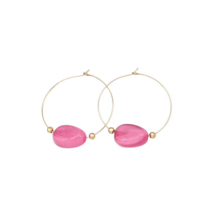 Caracol Coloured Stone Wire Hoops Purple