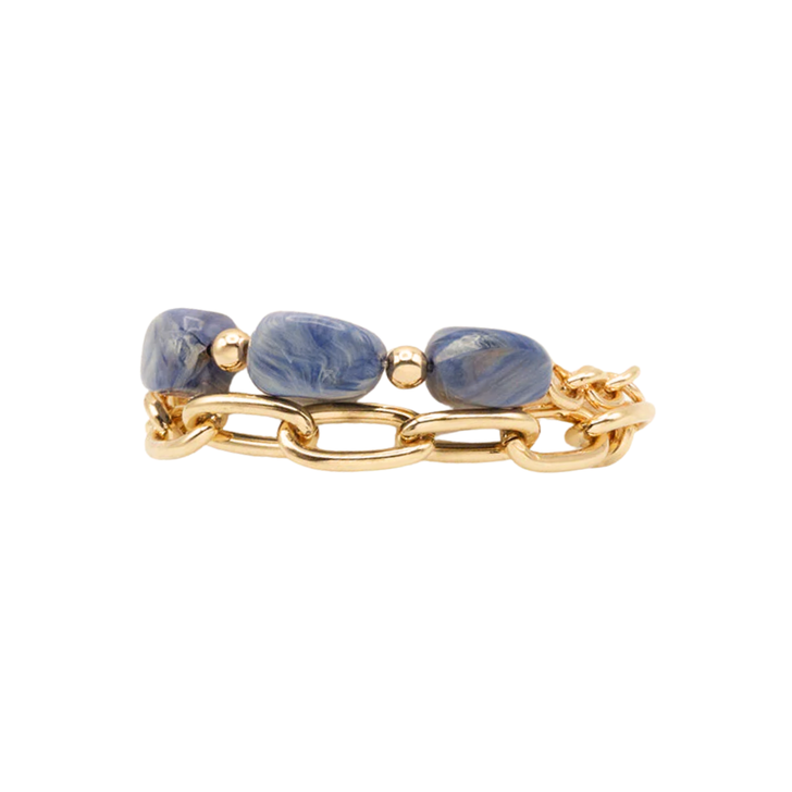 Caracol Chunky Acrylic Bead Bracelet Blue