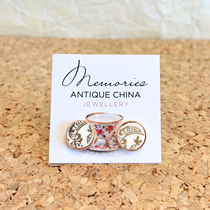 K. Ross Creations Antique China Studs Gilded Filigree