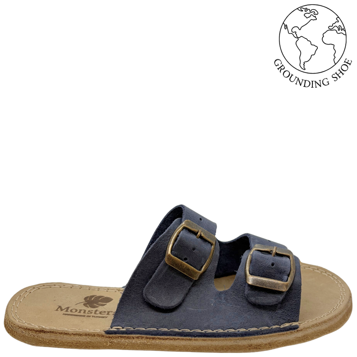 Monstera Minimalist Slides Navy