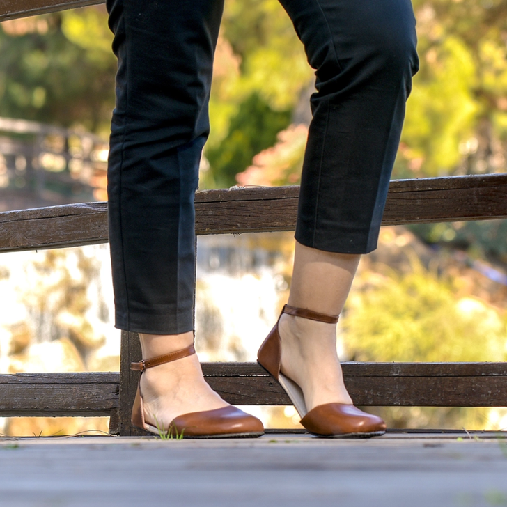 Monstera Rio Mary Jane Flats Brown
