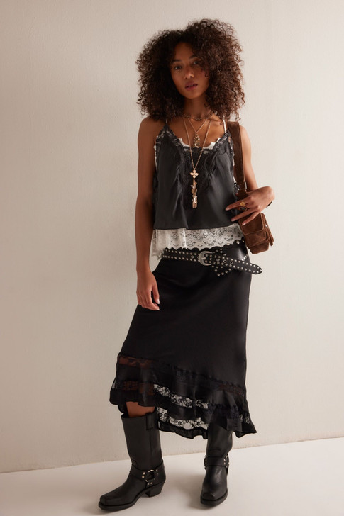 Free People Long Lost Lover 1/2 Slip Black