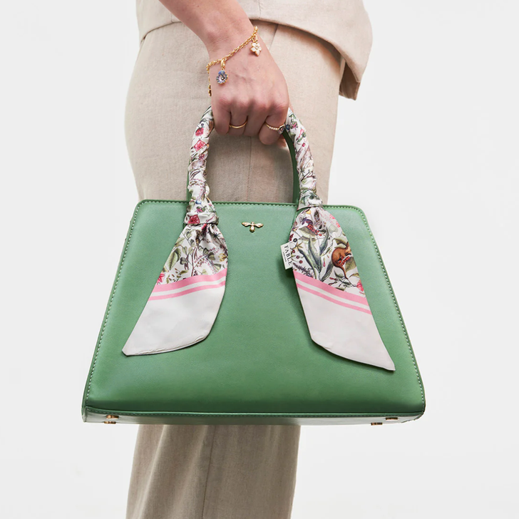 Fable Structured Tote Bag Green Garden Floral