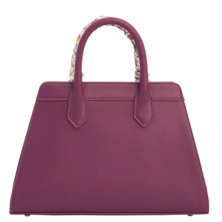 Fable Structured Tote Bag Plum Floral Engravings