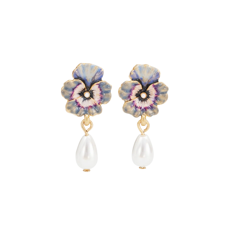 Fable Pansy Pearl Earrings