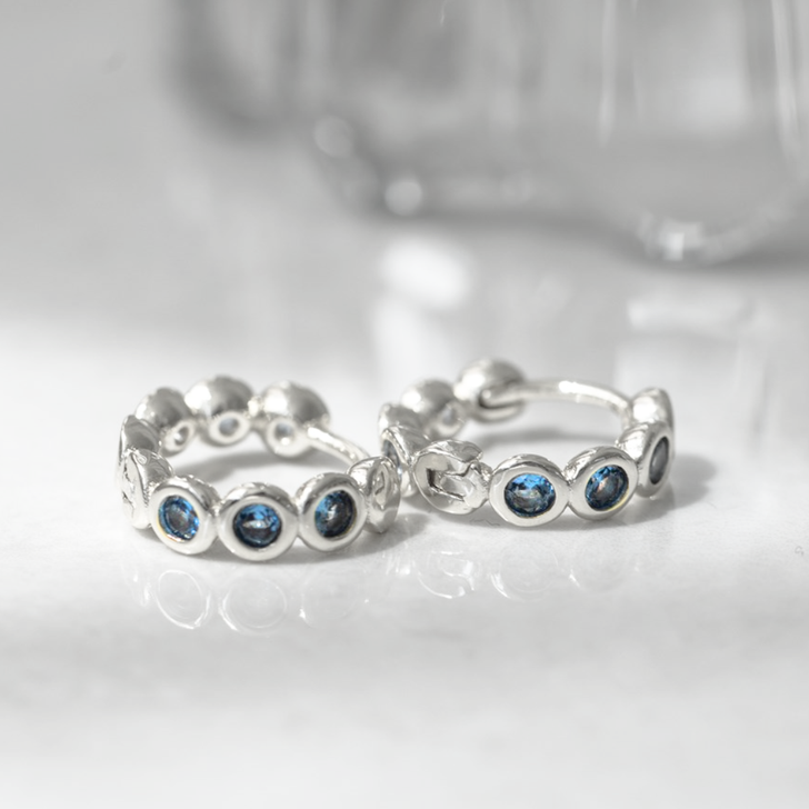 Glee Silver Plated Hattie Hoops Sky Blue