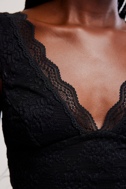 Free People Loved You First Lace Tank Black