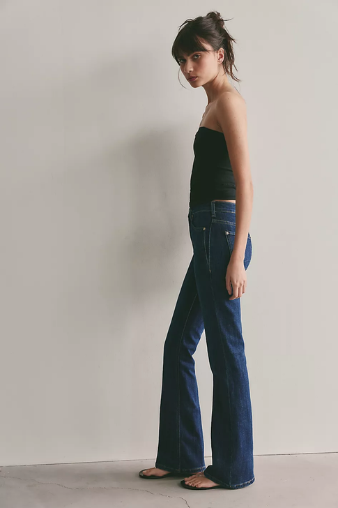 Free People Double Knot High Rise Straight Bootcut Jeans Aegean