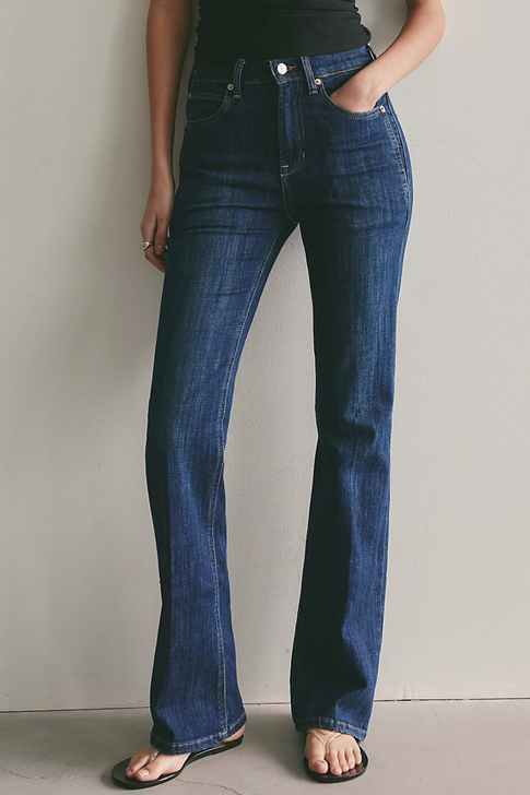 Free People Double Knot High Rise Straight Bootcut Jeans Aegean