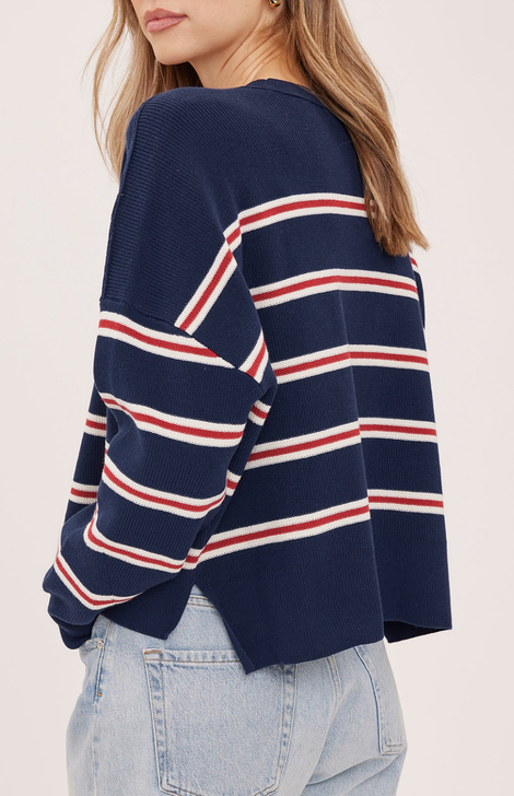 Gentle Fawn Echo Stripe Pullover Sweater Navy Stripe