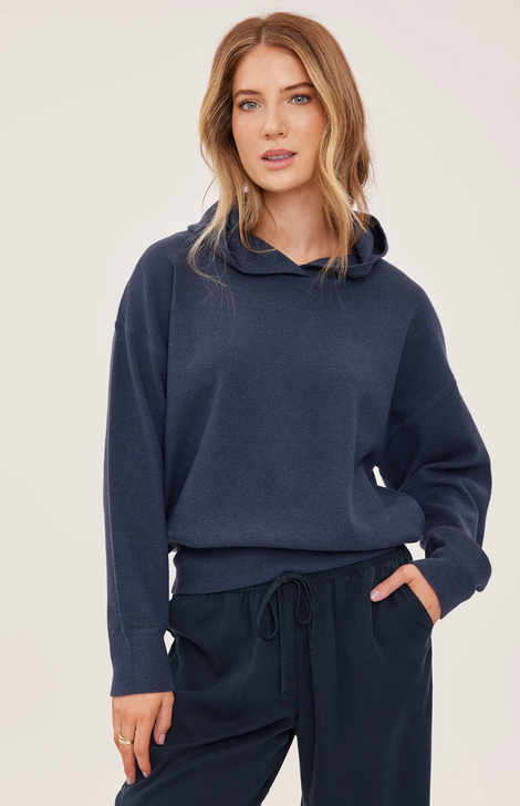 Gentle Fawn Grayson Hooded Sweatshirt Heather Navy