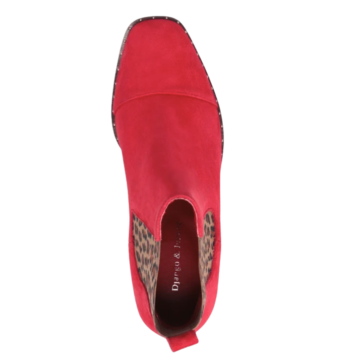 Django & Juliette Forda Ankle Boots Red Leopard Suede