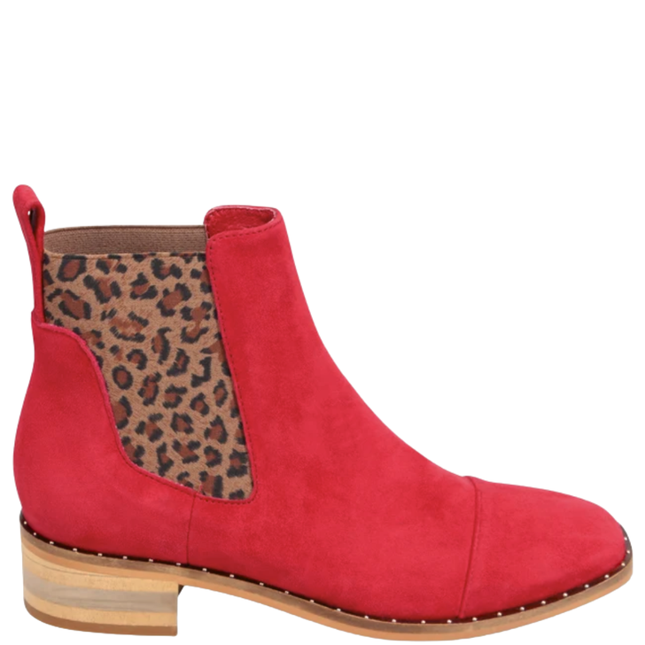 Django & Juliette Forda Ankle Boots Red Leopard Suede