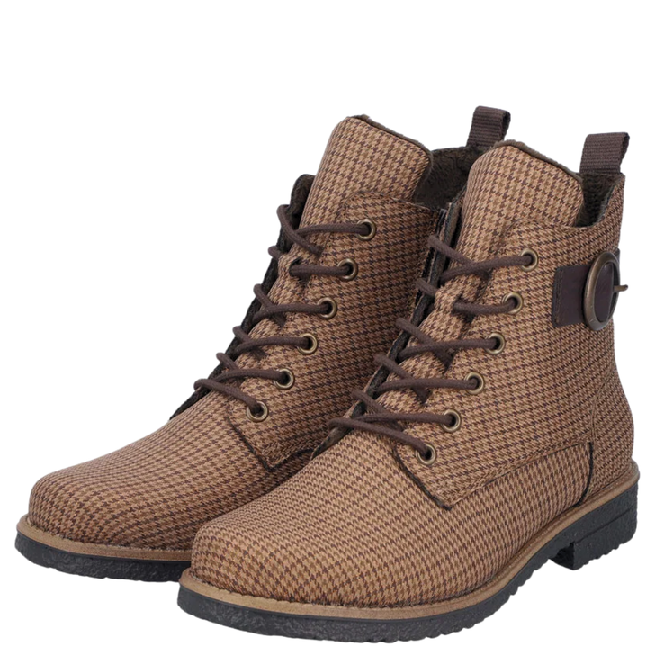 Rieker Patsy Boots Beige Houndstooth