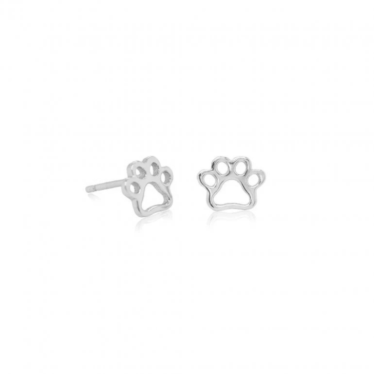 House of Jewellery Paw Print Studs Rhodium Plated