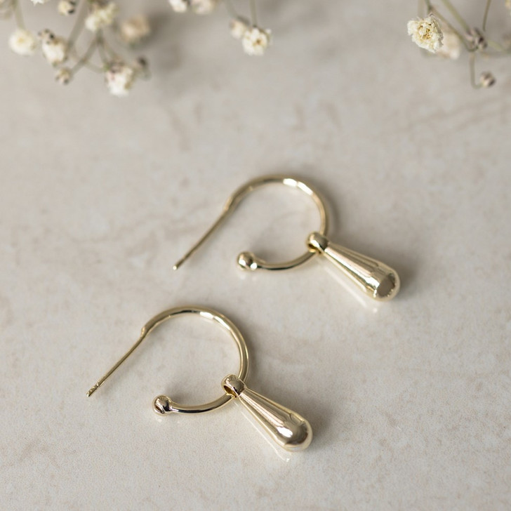 Glee Gold Plated Drape Teardrop Hoops