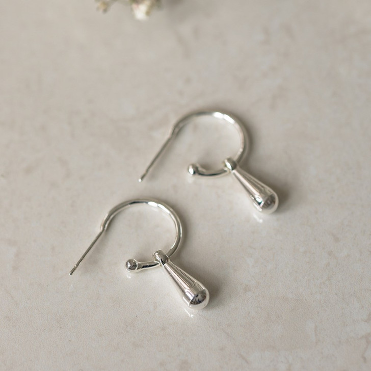 Glee Silver Plated Drape Teardrop Hoops