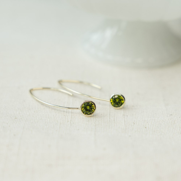 Glee Gold Plated Wren Earrings Moss Green