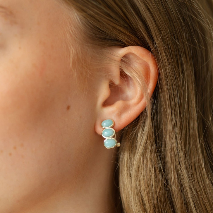 Glee Gold Plated Essence Hoops Amazonite