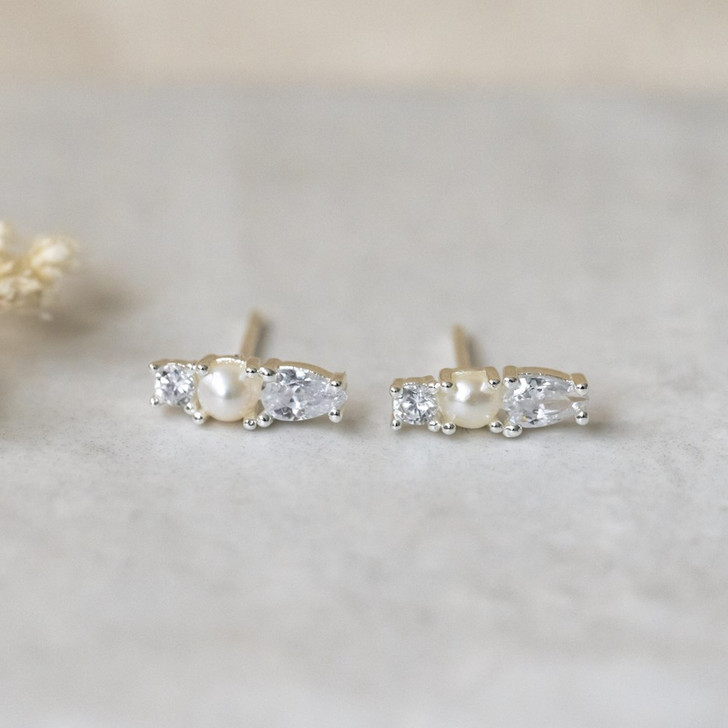 Glee Silver Plated Harmony Studs Pearl