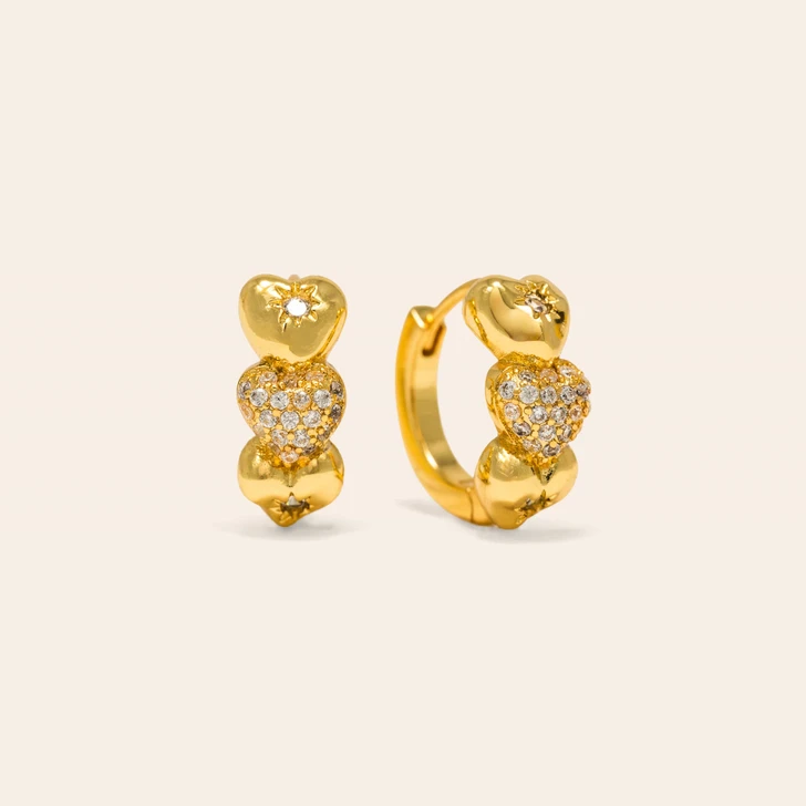 Lover's Tempo Puff Heart Huggie Hoops Gold