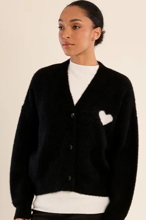 Molly Bracken Heart Cardigan Black
