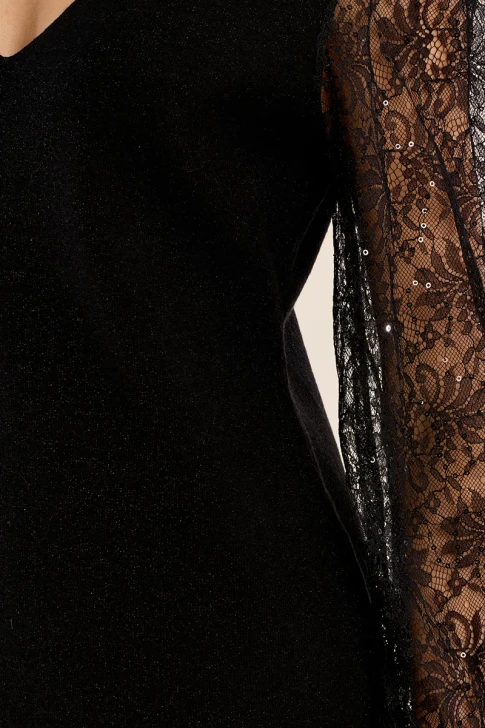Molly Bracken Lace Long Sleeve Dress Black