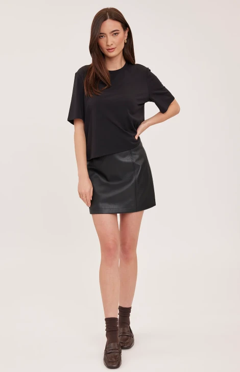 Gentle Fawn Chrissy Faux Leather Mini Skirt Black