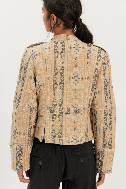 Free People Lotty Jacquard Band Jacket Morning Oat