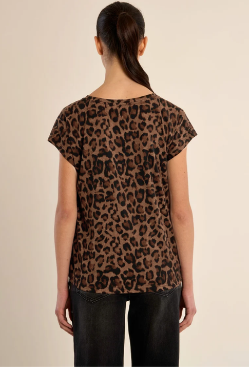 Molly Bracken Leopard V-Neck Tee Camel