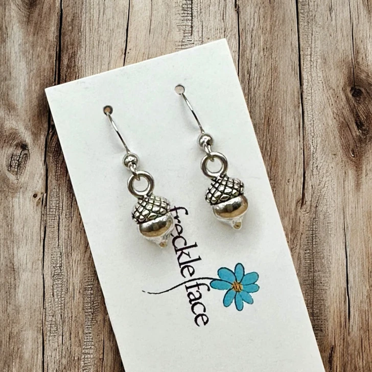 Freckle Face Acorn Earrings Silver