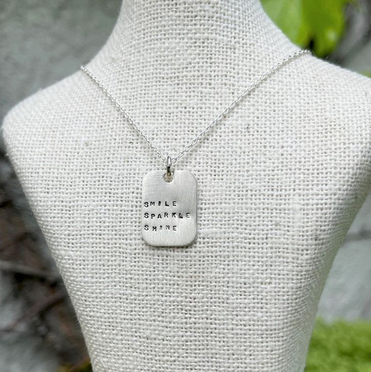 Andrea Waines Smile Sparkle Shine Mod Square Necklace
