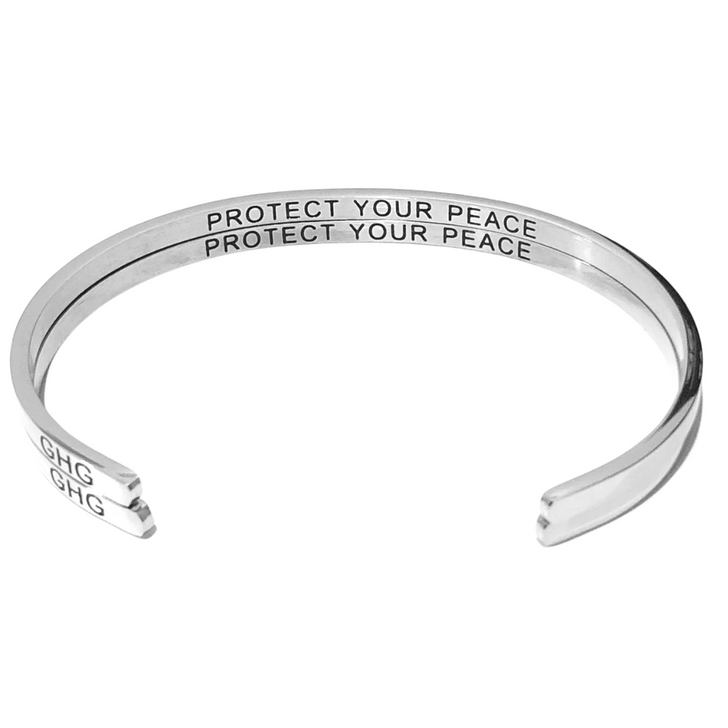 Glass House Goods "Protect Your Peace" Silver Bracelet